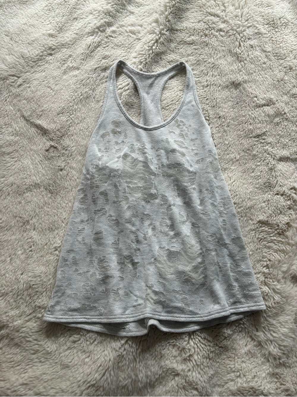 Alo Yoga Pure Distressed Tank Top in Light Gray